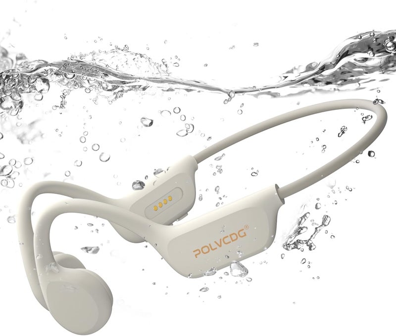 POLVCDG Swimming Headphones,IPX8 Waterproof Bone Conduction Headphones,32GB Memory Open Ear Headphones with Mic,Wireless Bluetooth Earphones Underwater Sport Earbuds for Workout Running Cycling Gift - Image 1